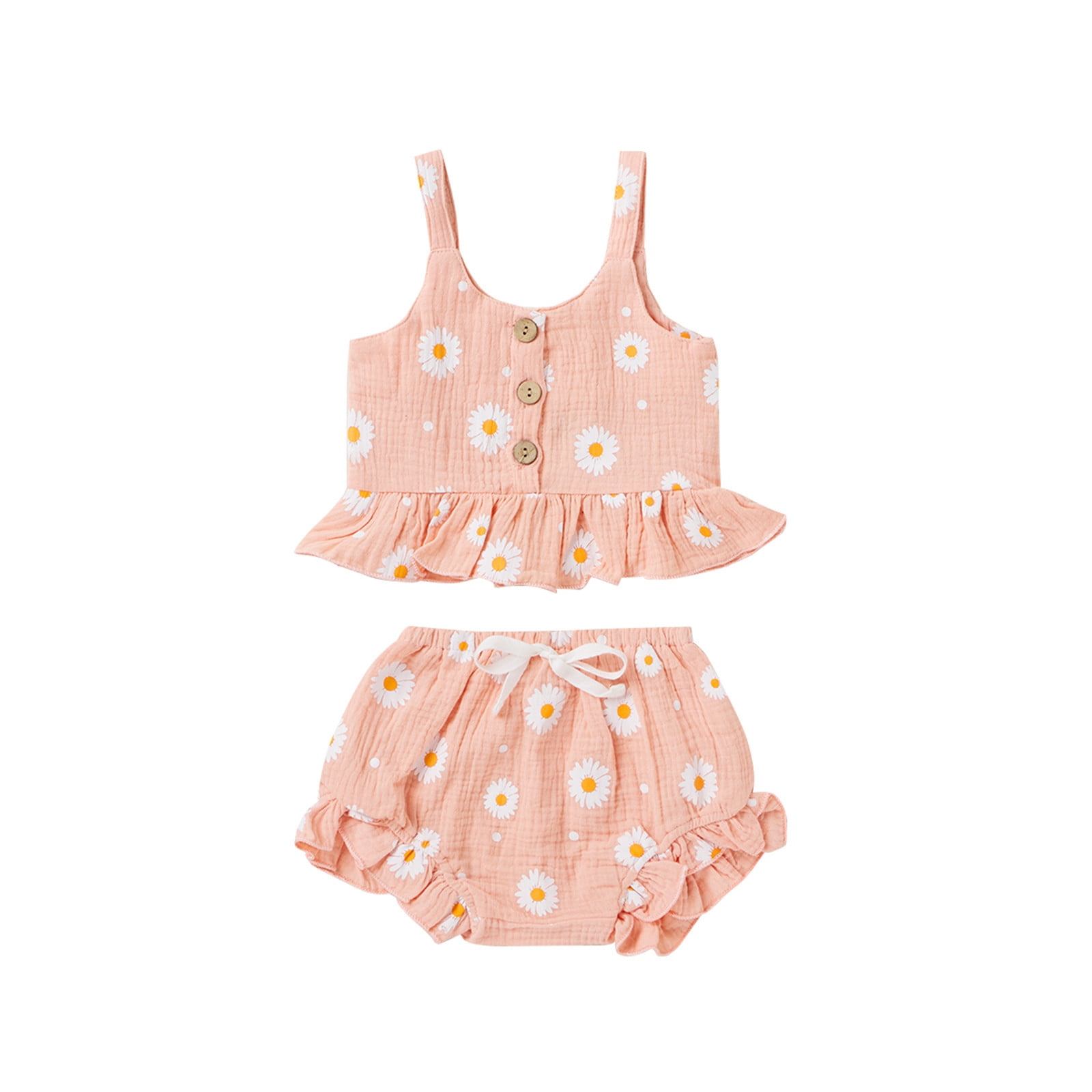 LMTODLFG Baby Boy Clothes Toddler Baby Girls Ruffles Floral Printed Suspenders Tops+Shorts Outfits Baby Boy Gifts Pink 3-4 Years